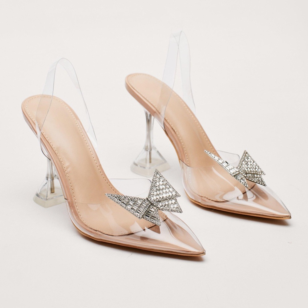 Butterfly Clear Court Heels (never worn)